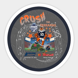 90s Auburn vs Maryland Football T-Shirt - gray Sticker